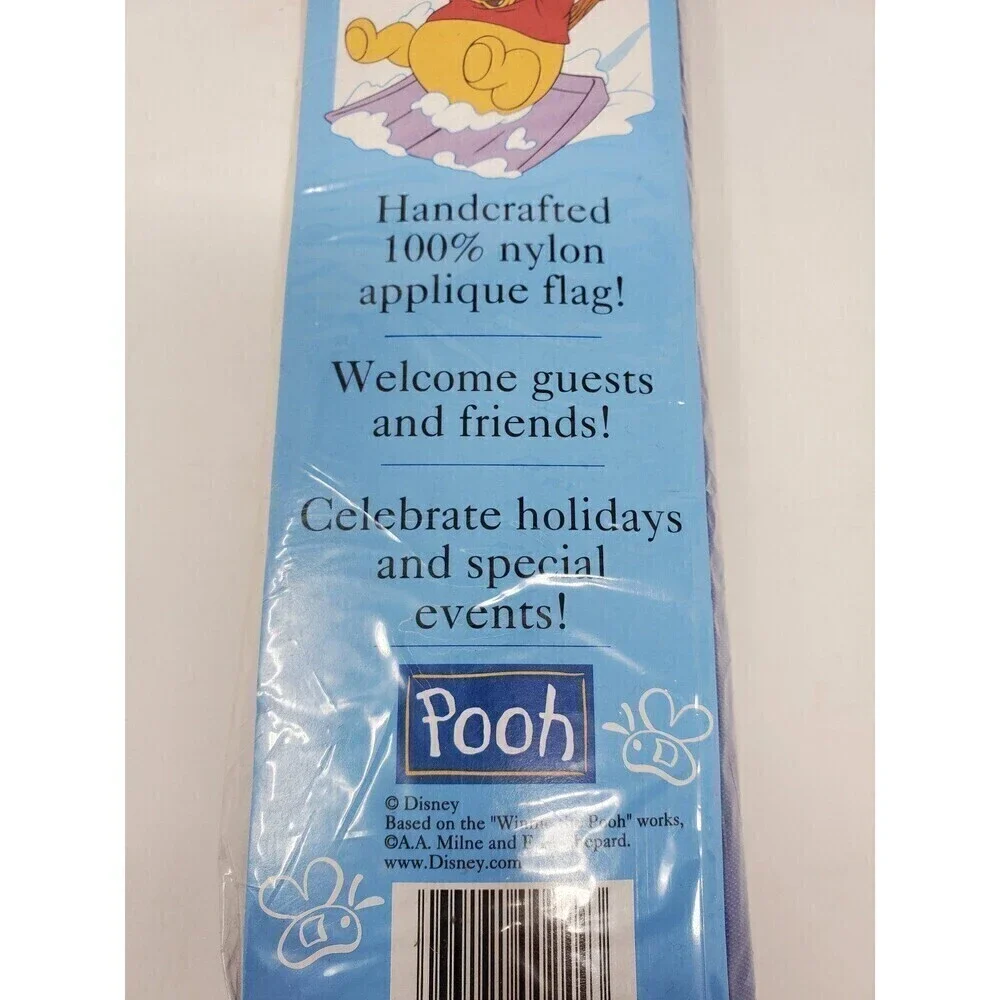 NOS WINNIE THE POOH HOLIDAY DECORATIVE OUTDOOR NYLON FLAG POOH'S SLED RIDE 1999